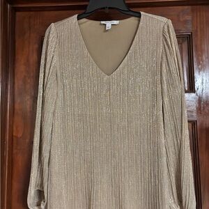Nine West Shimmering Gold Long Sleeve Top
